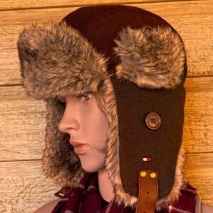 Unisex Tommy Hilfiger Brown Wool Trapper Aviator Hat